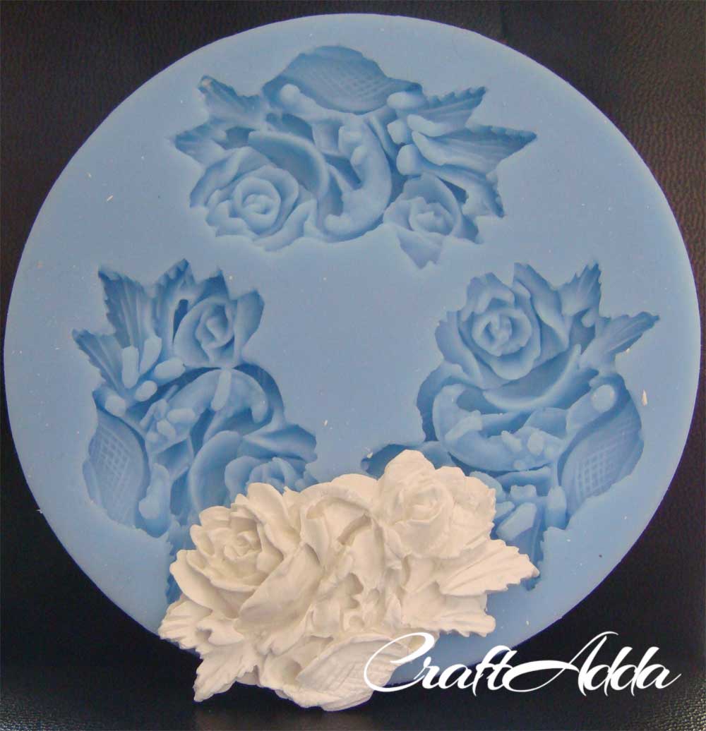 A branch of rose & leaves Silicone Clay Mould