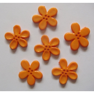 Plastic Flower Buttons - Orange