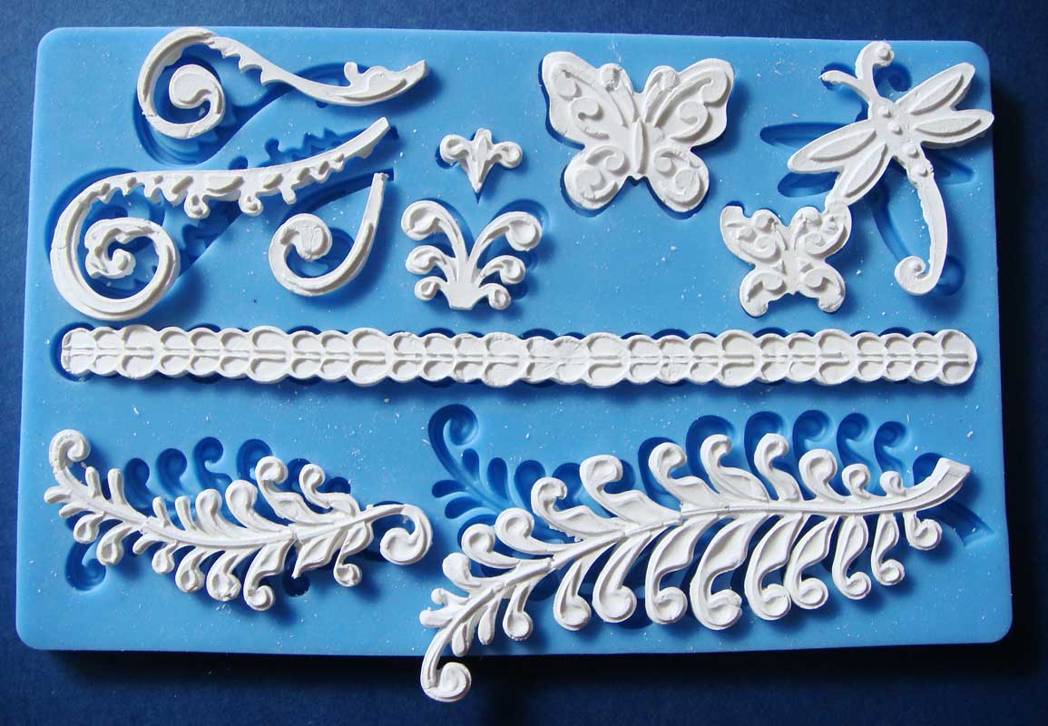 Floral Swirls Large Silicone Clay Mould