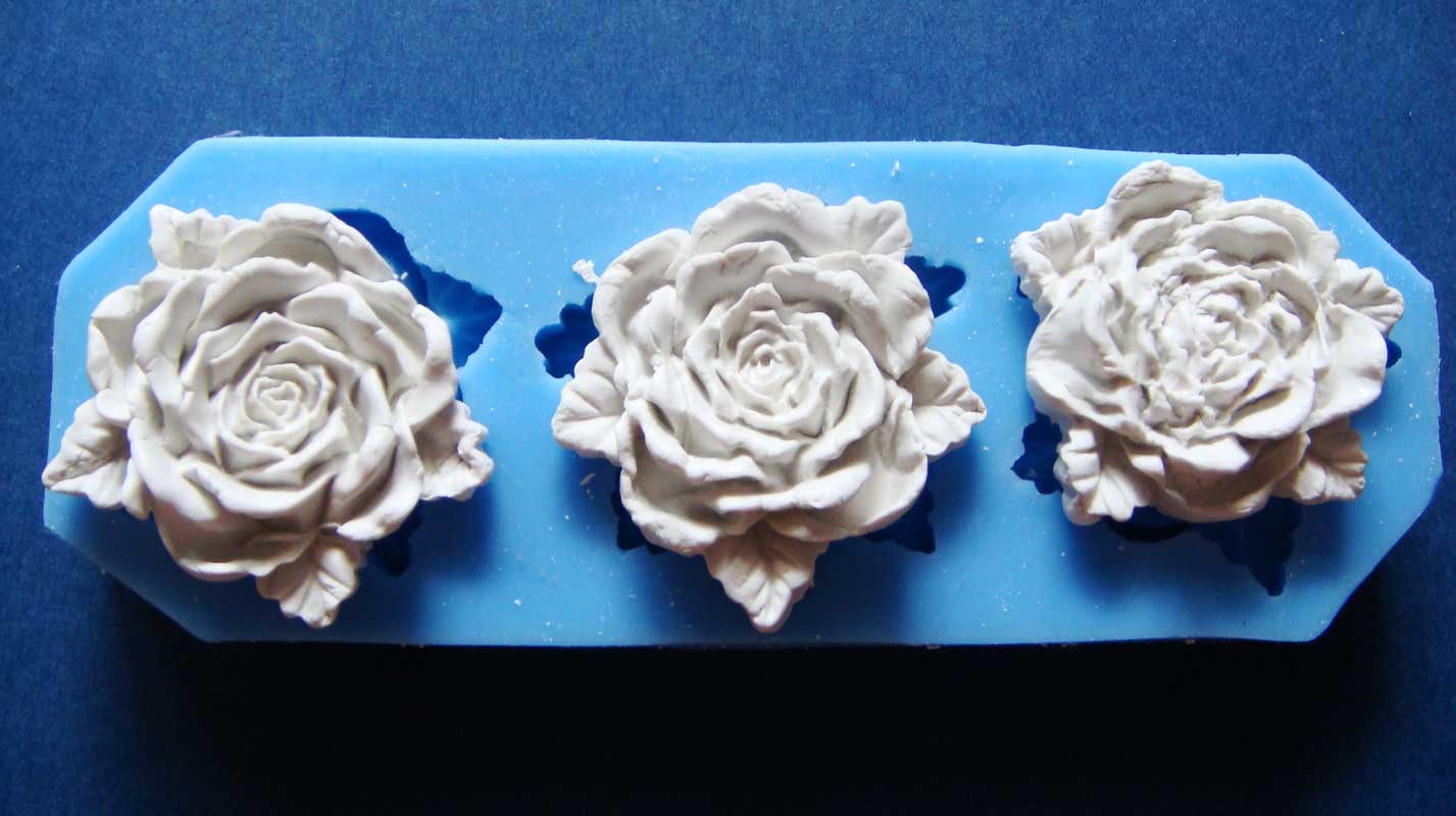 Large Rose with Leaves Silicone Clay Mould