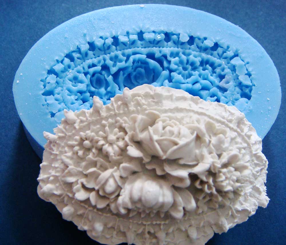 Oval Flower Pendant Silicone Clay Mould