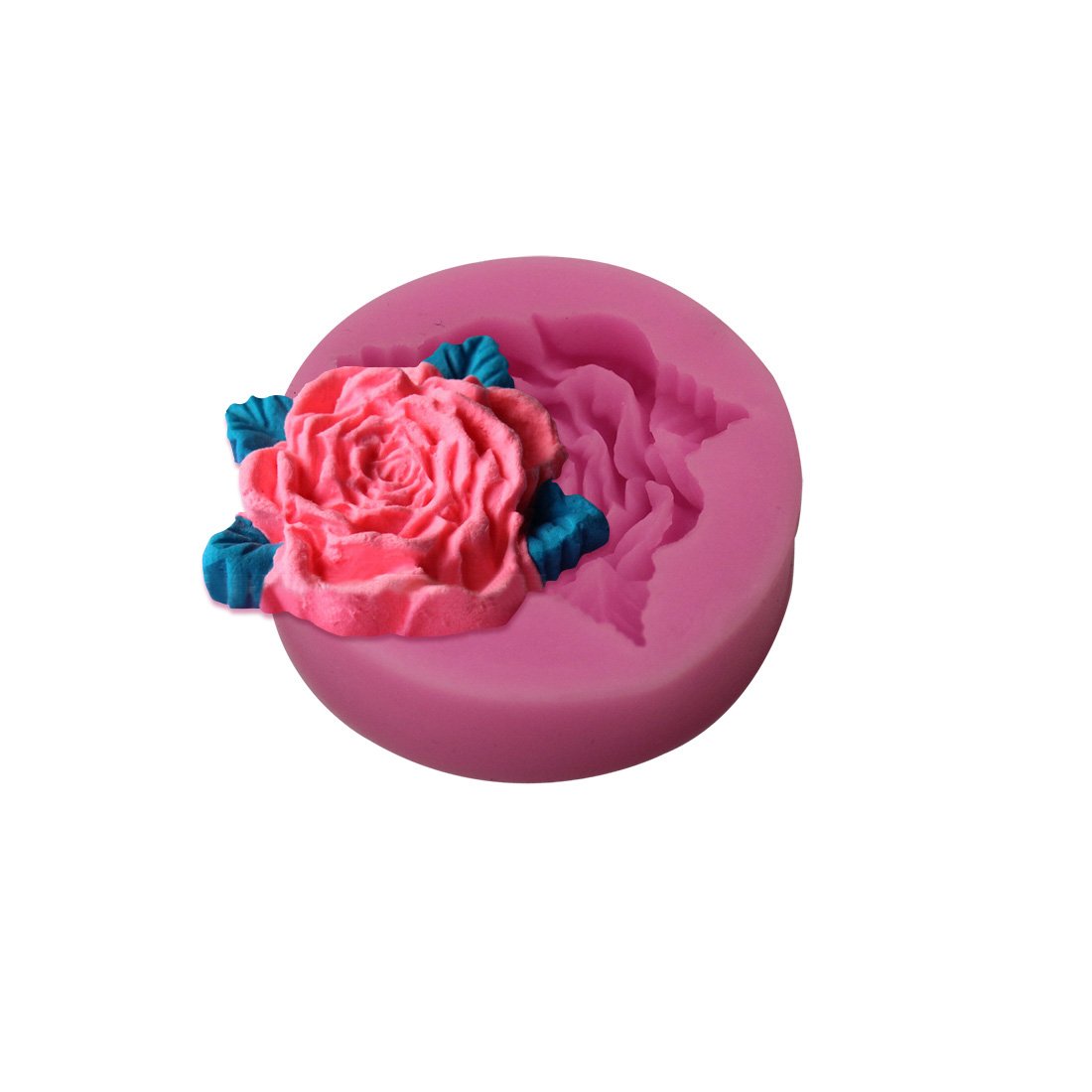 Single Flower With Leaves - Design1 Silicone Clay Mould
