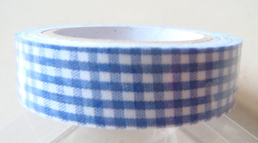 Checkered Print - Blue - Fabric Tape