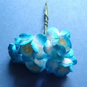 Mulberry Cherry Blossoms - Blue and White (Pack of 10 flowers)