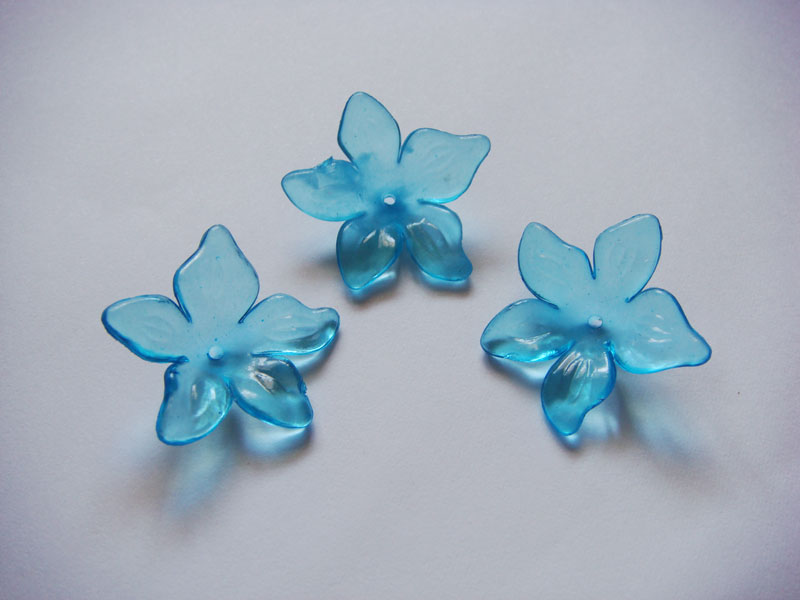 Plastic Curled Flowers - Sea Blue (Pack of 10 flowers)