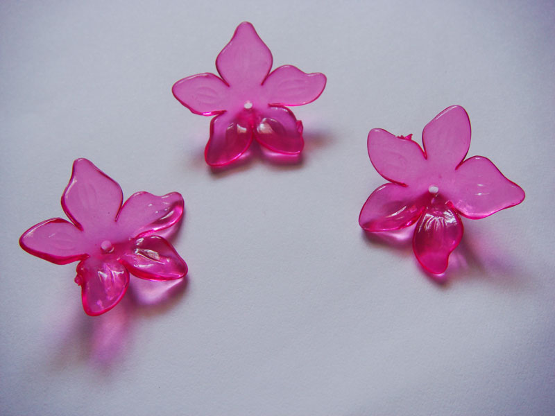Plastic Curled Flowers - Dark Pink (Pack of 10 flowers)