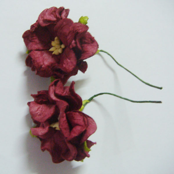 Curled Flowers (Large) - Maroon