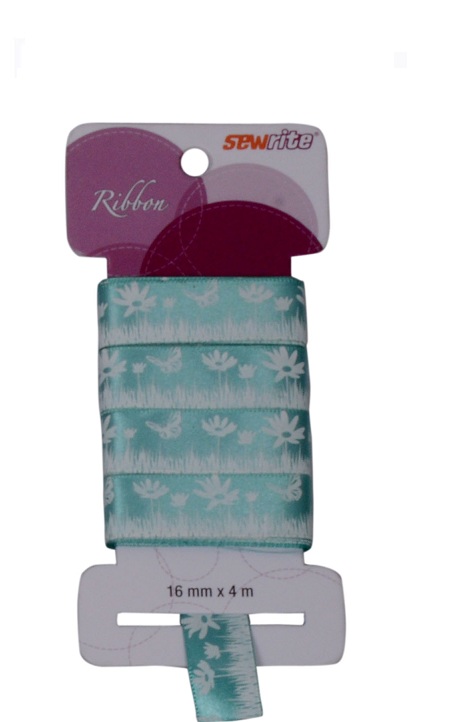 Sewrite Spring Ribbon - Sea Mist / White