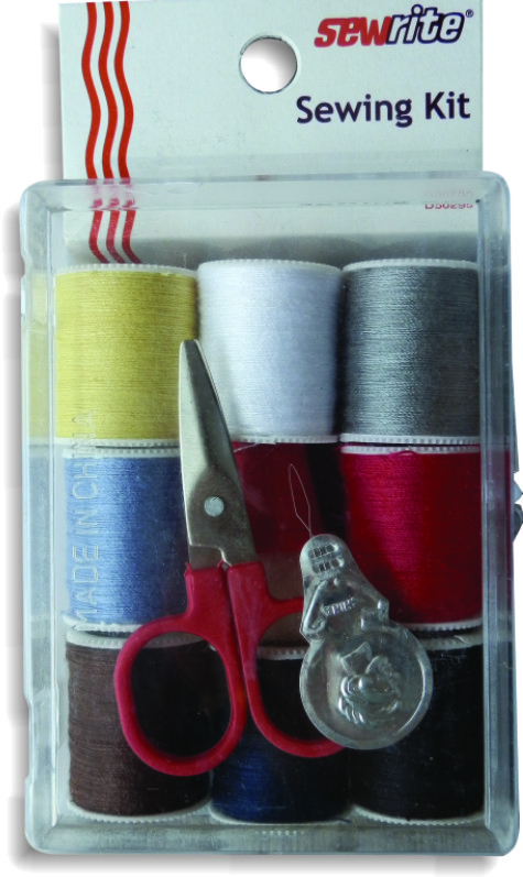 Sewrite Sewing Kit with Scissors and Spooled Thread