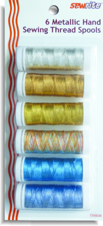 Sewrite Polyester Metallic Thread - 50 Yards of 6 Spools (assorted)