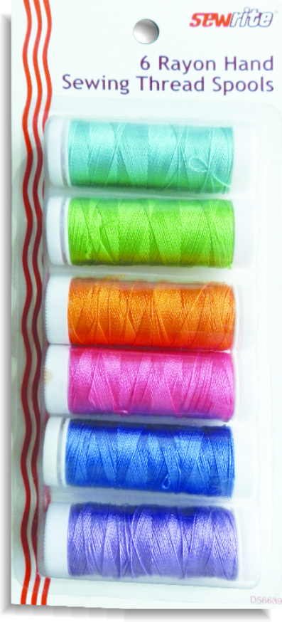 Sewrite Rayon Craft Thread 30 Yards of 6 Spools (Bright Shades)
