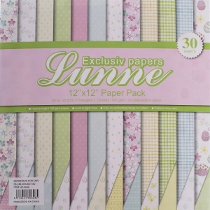 Assorted 12x12 Lunne Double sided Paper Pack - Pastel Collection (Set of 30 sheets)