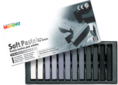 Mungyo Square Shaped Soft Pastel Crayon -General Series (12 assorted colors greytone)