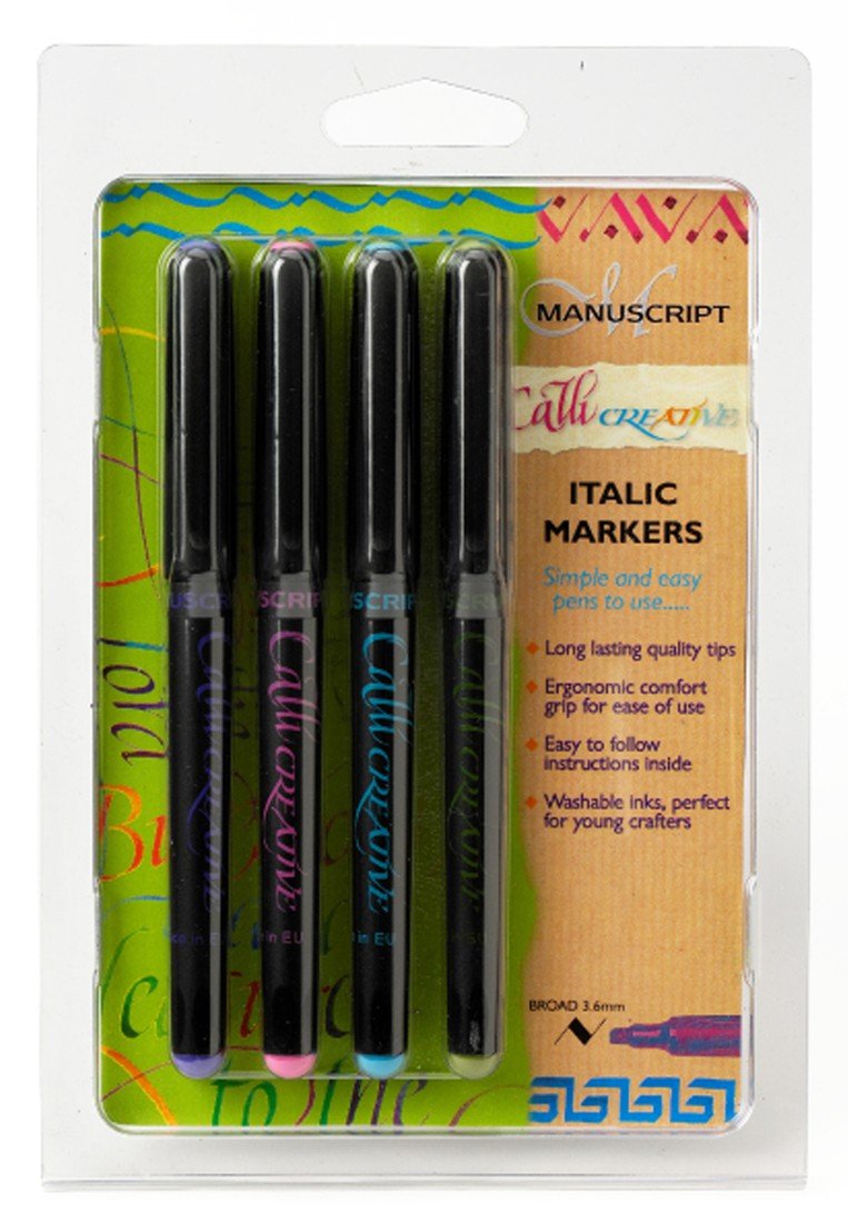 Manuscript Callicreative 4 Assorted Italic Marker Pens - Broad