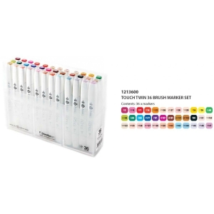 Shinhan Touch Twin Brush Markers (Set of 36 assorted Shades)
