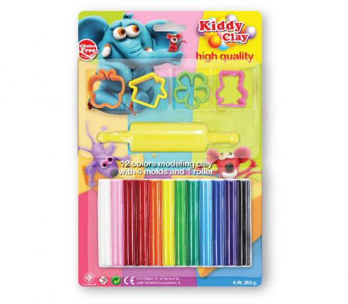 Kiddy FunClay (Pack of 12 Colours WIth Moulds and Roller)