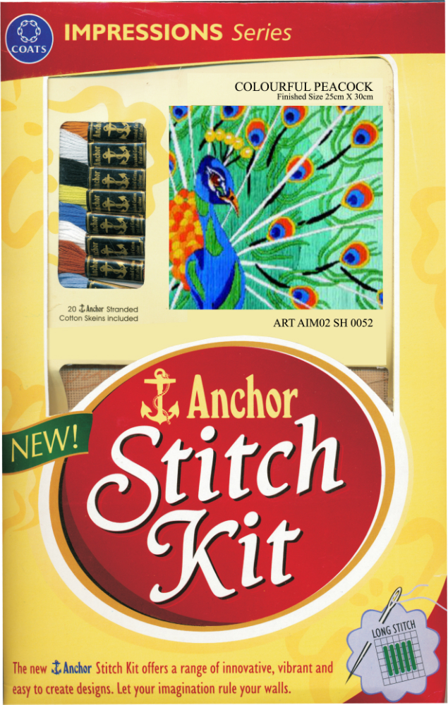 Anchor Stitch Kit - Colourful Peacock (25cm x 30cm)