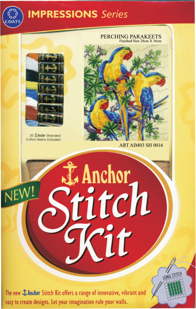 Anchor Stitch Kit - Perching Parakeets (28cm x 36cm)