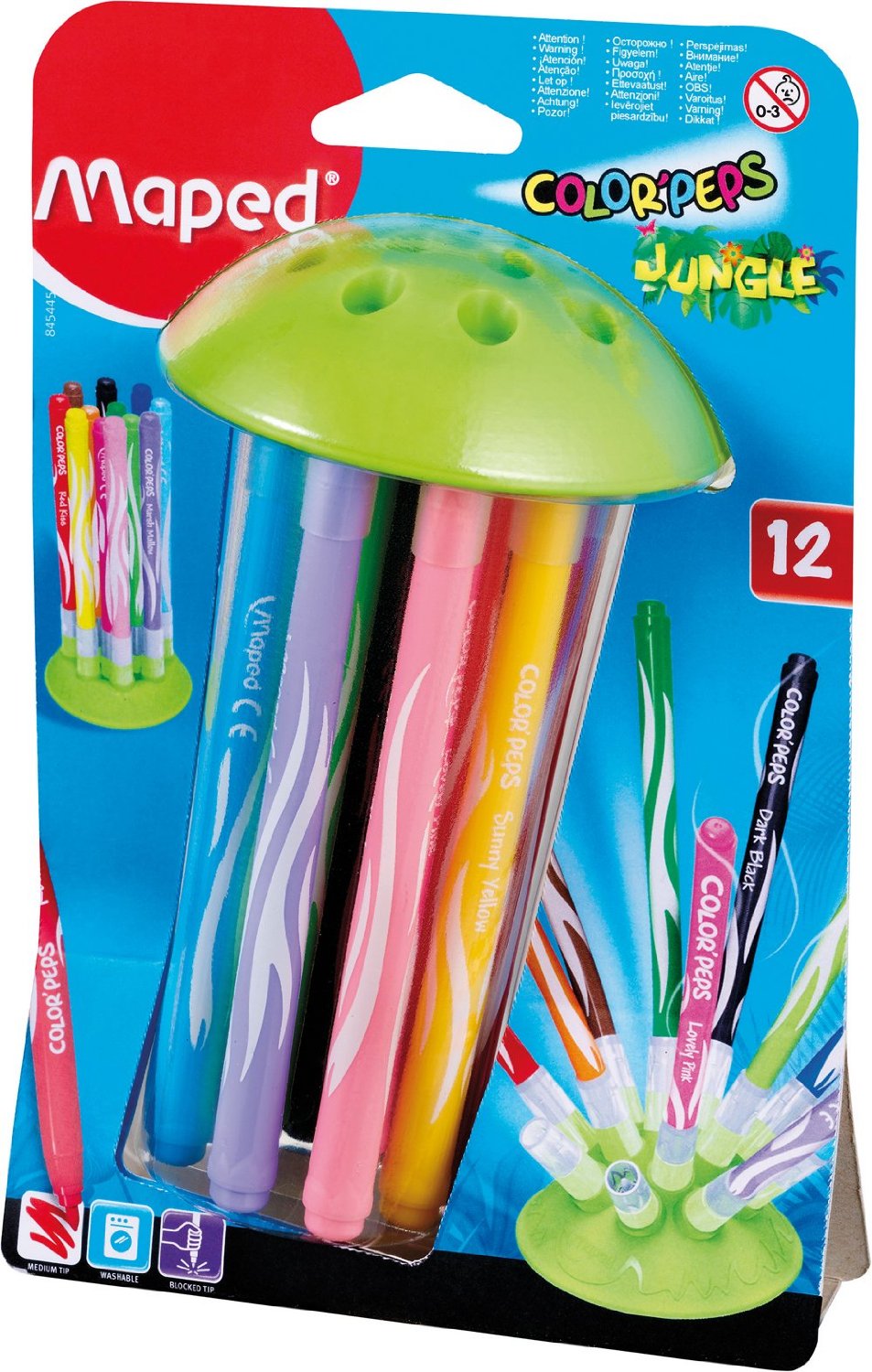 Maped Jungle Innovation Color Peps 12 Felt Pens With Holder