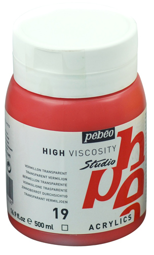 Pebeo Studio Acrylic HV 500ML - Transparent Vermilion