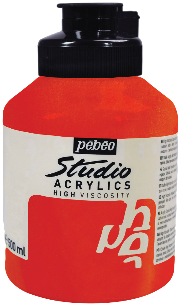 Pebeo Studio Acrylic HV 500ML - Iridescent Orange Yellow