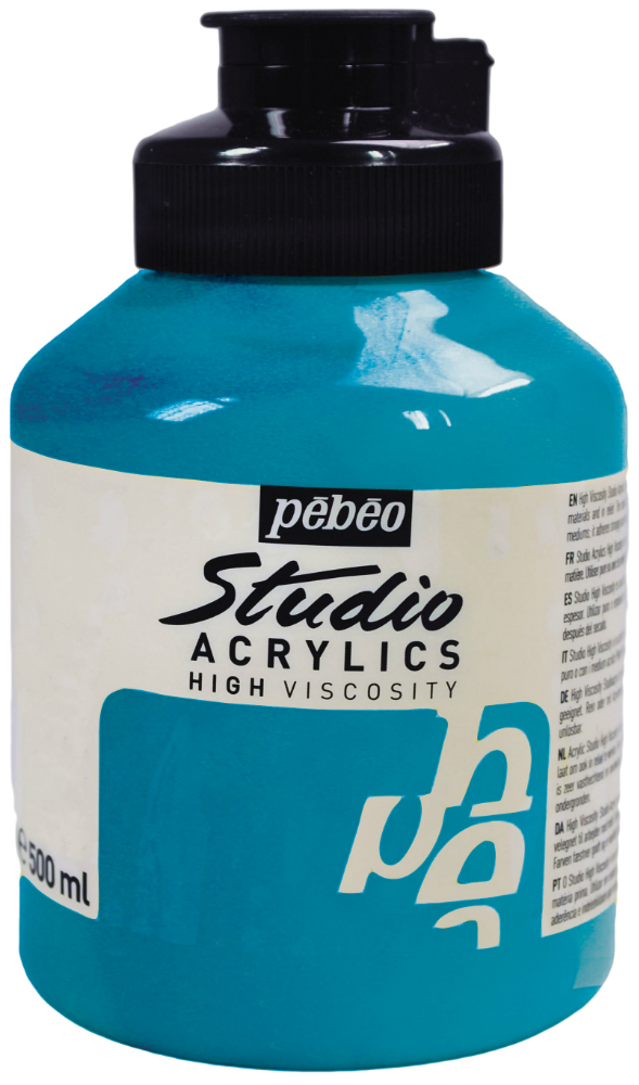 Pebeo Studio Acrylic HV 500ML - Iridescent Blue Green