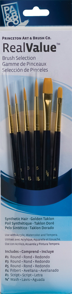 Princeton Real Value Synthetic - Golden Taklon Short Handle Brush Set (Set of 6 Brushes) - 1