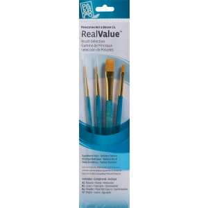 Princeton Real Value Synthetic - Golden Taklon Short Handle Brush Set (Set of 4 Brushes) - 6