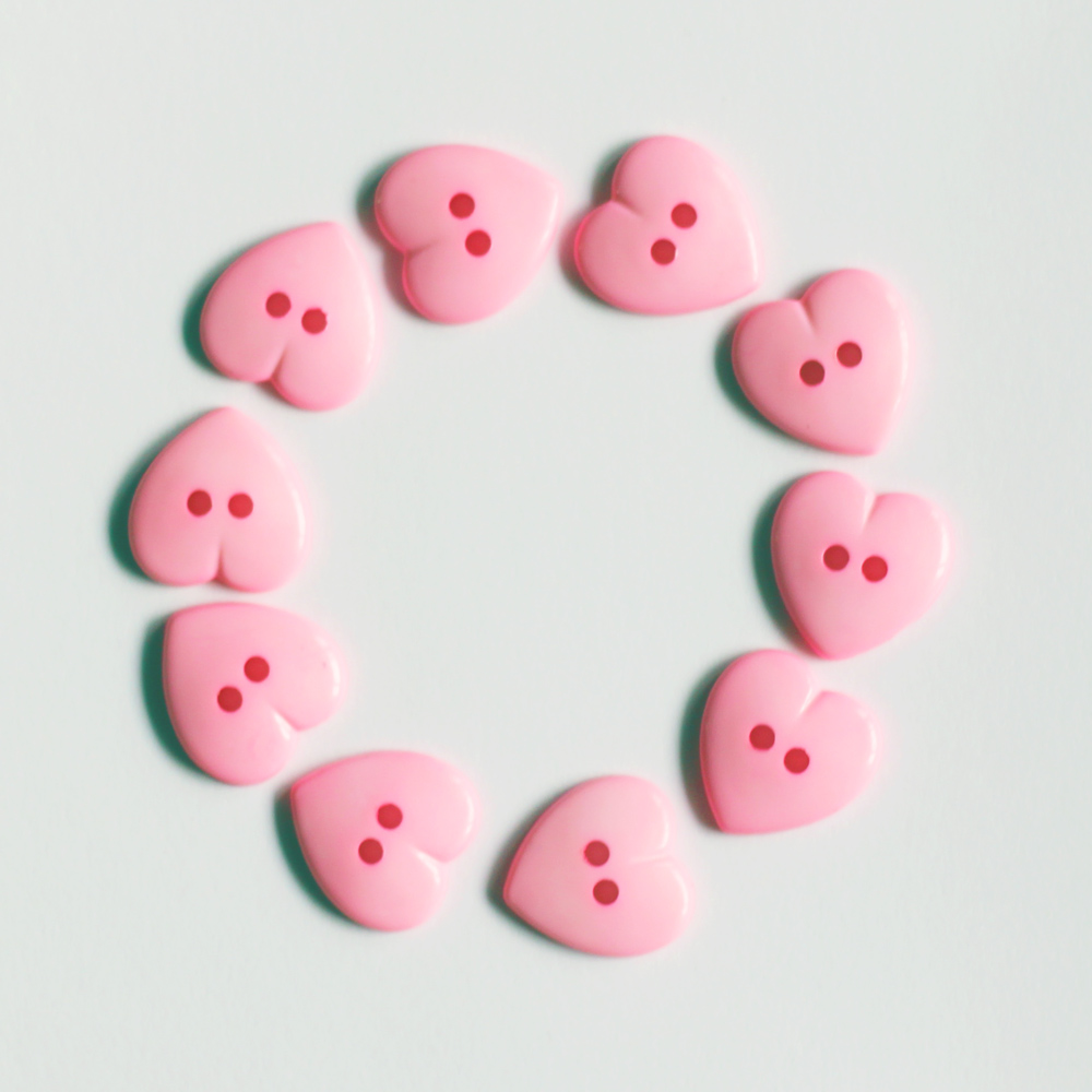 Large Plastic Heart shaped Buttons - Light Pink