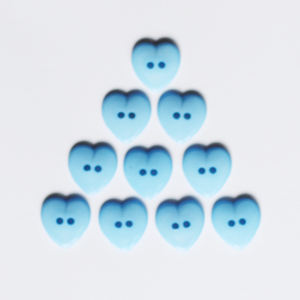 Large Plastic Heart shaped Buttons - Light Blue