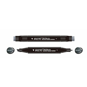 Brustro Twin Tip Alcohol Based Marker - Brustro Twin Tip Alcohol Based Marker - Cool Grey II 7
