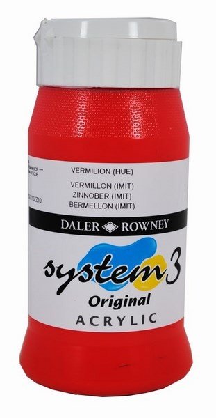Daler Rowney System 3 Original Acrylic 500ML - Vermilion Hue