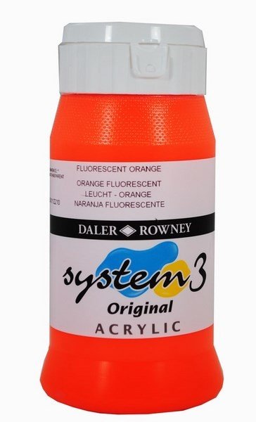 Daler Rowney System 3 Original Acrylic 500ML - Fluorescent Orange