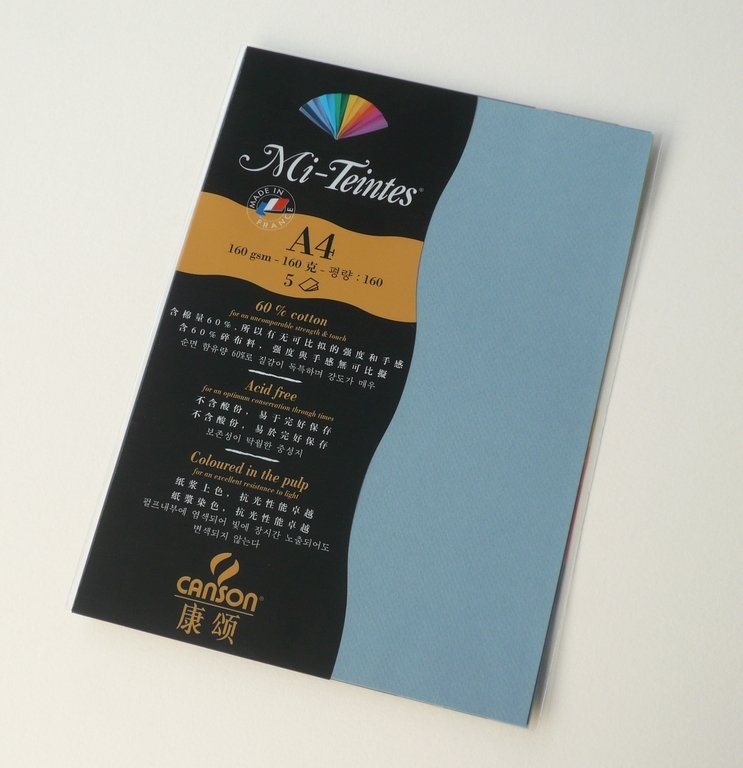 Canson Mi-Teintes A4 colour sheets 160gsm - Light Blue 490