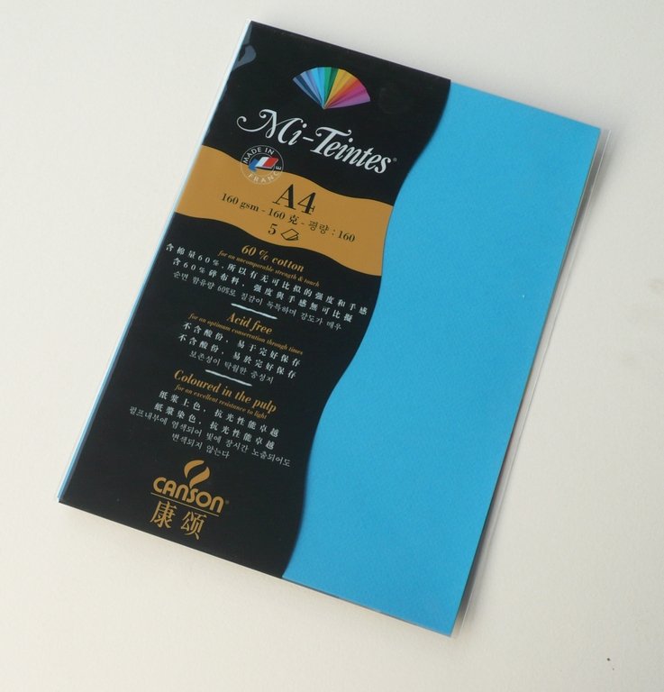 Canson Mi-Teintes A4 colour sheets 160gsm - Turquoise Blue 595