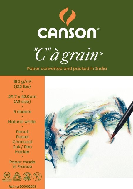 Canson "C" a' grain 180 GSM A3 Pack of 5 Sheets