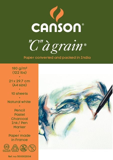Canson "C" a' grain 180 GSM A4 Pack of 10 Sheets