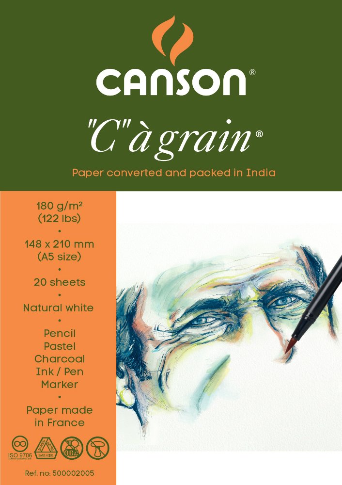 Canson "C" a' grain 180 GSM A5 Pack of 20 Sheets