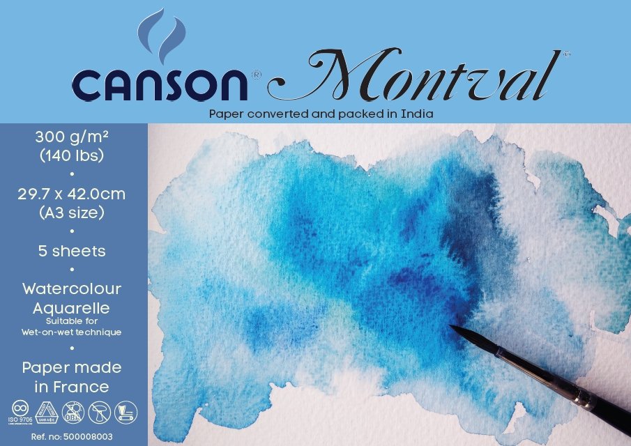 Canson Montval 300 GSM A3 Pack of 5 Sheets