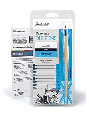 William Mitchell Joseph Gillott Drawing Dip Pens Set