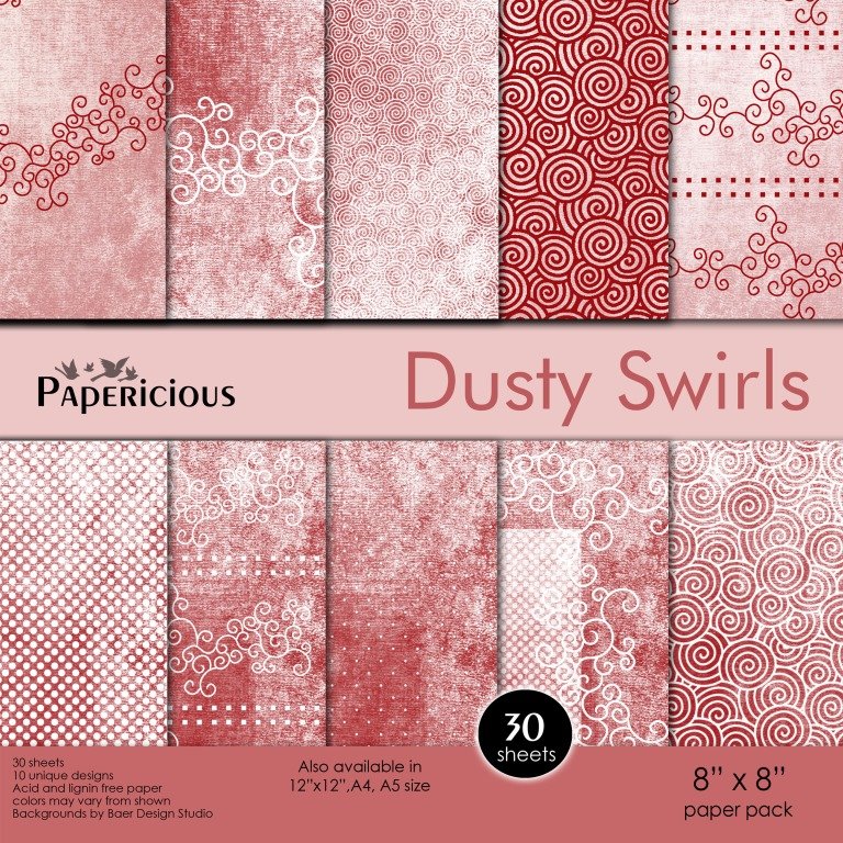 Papericious - Dusty Swirls (8 by 8 patterned paper)