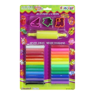 Kiddy FunClay (Pack of 24 Colours WIth Moulds and Roller)
