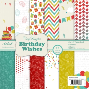 CrafTangles Scrapbook Paper Pack - Birthday Wishes (12"x12")