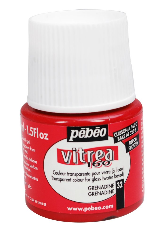 Pebeo Vitrea 160 Frosted Glass Paint 45ml Bottle - Grenadine