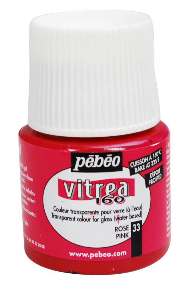 Pebeo Vitrea 160 Frosted Glass Paint 45ml Bottle - Pink