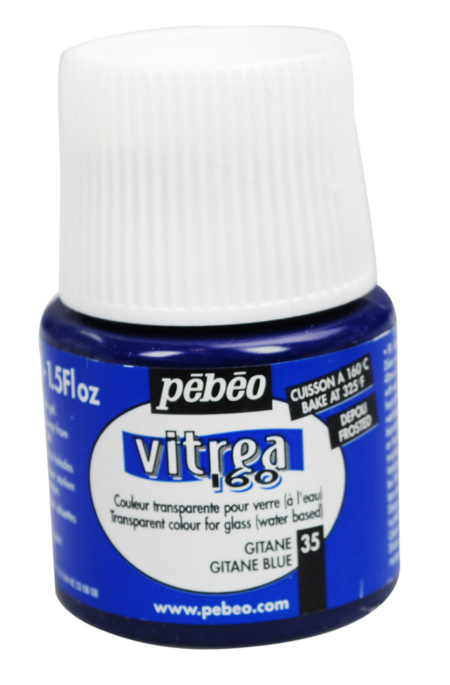 Pebeo Vitrea 160 Frosted Glass Paint 45ml Bottle - Gitane Blue