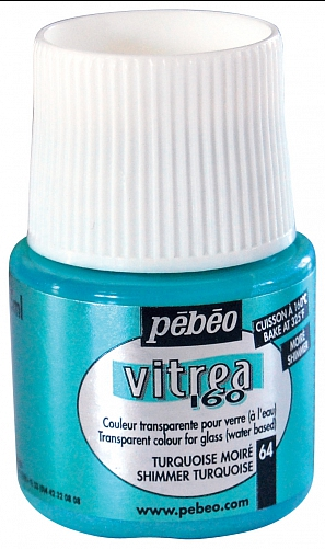 Pebeo Vitrea 160 Shimmer Glass Paint 45ml Bottle - Turquoise