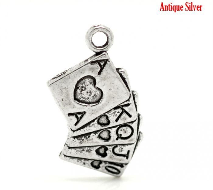 Playing Cards or Poker Metal Charms (Set of 5 pcs)