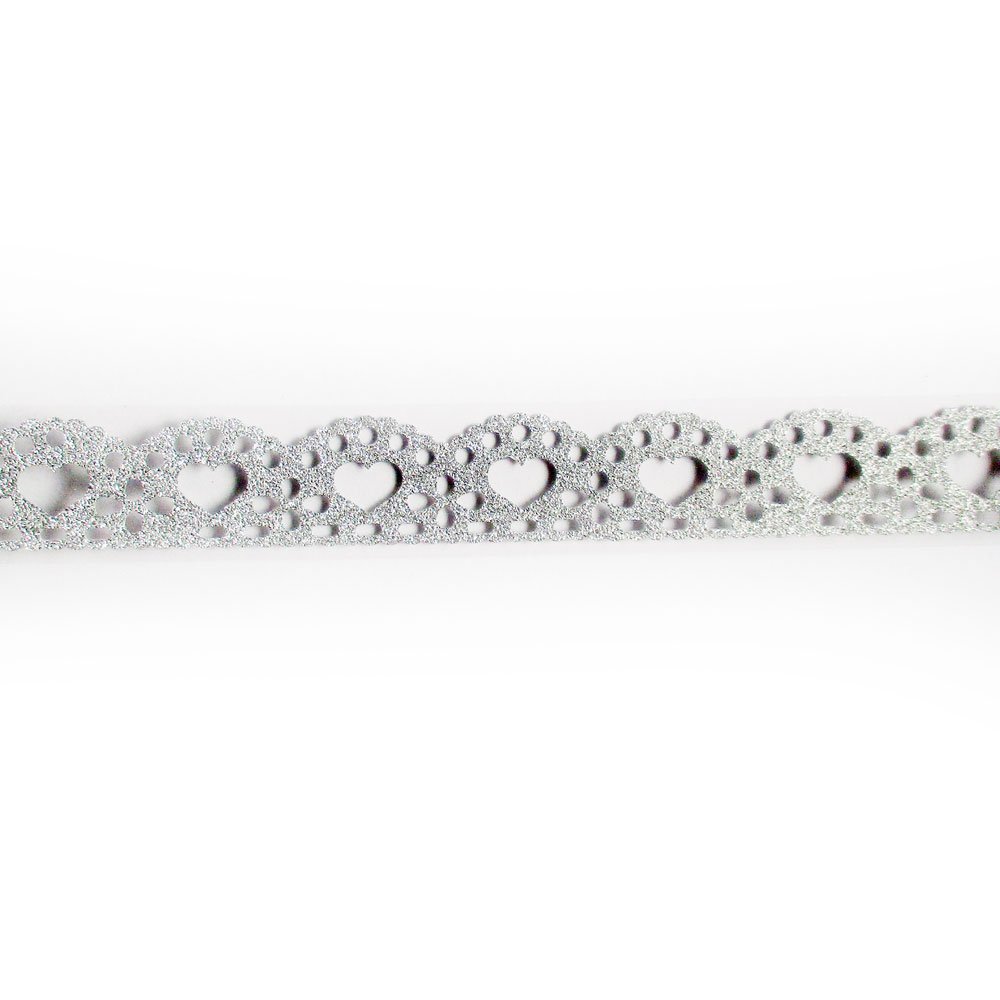 Decorative Glitter Tape - Heart (Silver)