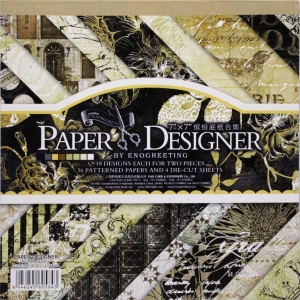 7x7 EnoGreeting Scrapbook paper pack - Retro - Brown (Set of 36 sheets and 4 die cuts)